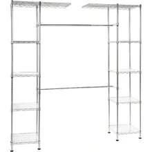 Basics Expandable Metal Hanging Storage Organizer Rack Wardrobe With Shelves 36cm X 147203cm X183cm Chrome