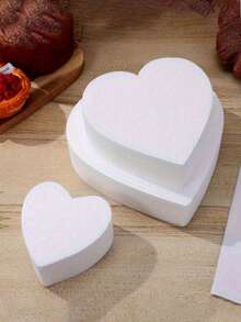1pc Foam Cake Dummies, Styro- Foam Heart-Shaped Fake Models Polystyrene Embryo Cake Decorating Practice Cake Modelling For Valentines Day Wedding Display - Multicolor - View 4