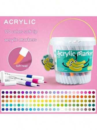 Weichspitzen Acrylmarker Set, geeignet für Stein, Glas, Holz, Stoffmalerei, Ostereier, Weihnachtskarten, Scrapbooking, professionelles Multimedia-Malen, mit Stifthalter (Mehrfarbig)