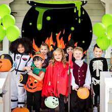 Halloween Trunk Or Treat Car Decorations: Large Witches Cauldron Green Balloons Outdoor Cauldron Halloween Decorations SUV Garage Haunted House Party Supplies - 綠色,黑色 - 查看 7