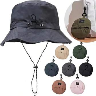 1顶日式女式抽绳速干渔夫帽，适合户外攀岩；1顶男式休闲牛仔帽/渔夫帽，适合远足、钓鱼等户外活动（抽绳颜色随机发货）