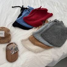 Rote Balaclava-ütze für Frauen, warme Strickmütze für Herbst und Winter mit Nackenwärmer, einteilige große Kopfumfang Ohrenschutz Wollmütze - Dunkelgrau - Übersicht 2