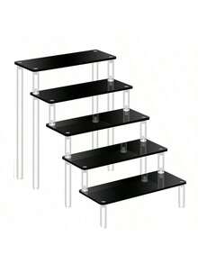 1pc Black Acrylic Ladder Stand Display Stand, Multi-Purpose Display Stand, Used For Cosmetics/Perfume Bottle/Hand-Made/Glasses And Other Placement, Display Living Room/Bedroom. Back To School