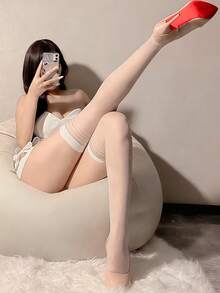 "1 Pair Of Sensual Over-The-Knee Stockings In Black, Red, White, Purple, Pink, Nude, And Lace | Women's Socks Perfect For Everyday Wear, Dates, Parties, Holidays, And Gift Giving (Christmas, Halloween, Valentine's Day)" - Multicolor - View 43