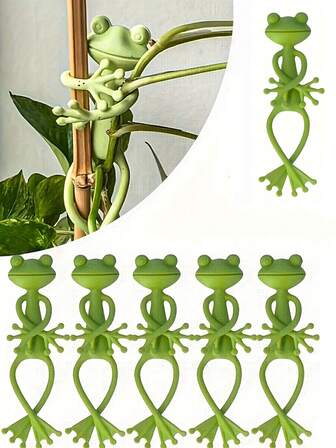 1/6/10 绿色青蛙植物架，可爱又稳定的 PP 植物支架，适用于小盆栽和颗粒植物，室内花园装饰，非常适合圣诞节