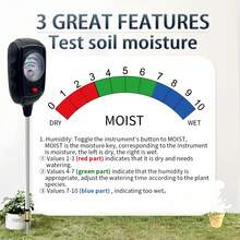 Testador de solo 3 em 1, testador de umidade/fertilidade/PH do solo para nutrientes de jardim, gramado, jardinagem, agricultura, plantas de interior e exterior, medidor de pH do solo, kit de teste de solo, sem necessidade de bateria