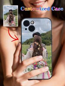 1pc Fashionable Personalized Black Soft Phone Case Customized With Various Life, Family, Scenery, Wedding Photos Cat, Floral Khaki, Clear Fashionable, Stylish, Colorful, Matching Phone Cases, Contracted Custom, Personalized, Unique, Gifts For Friends For Mother's Day Phone Cover,Season Picks