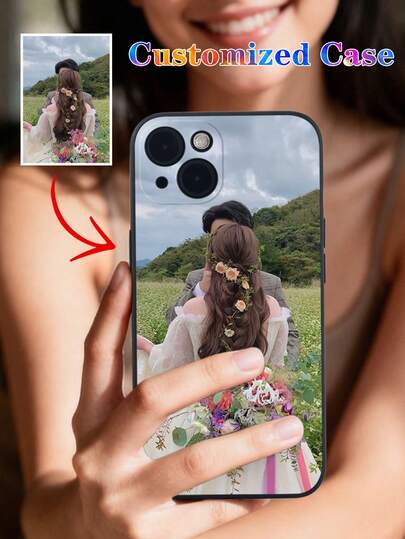 1pc Fashionable Personalized Black Soft Phone Case Customized With Various Life, Family, Scenery, Wedding Photos Cat, Floral Khaki, Clear Fashionable, Stylish, Colorful, Matching Phone Cases, Contracted Custom, Personalized, Unique, Gifts For Friends For Mother's Day Phone Cover,Season Picks