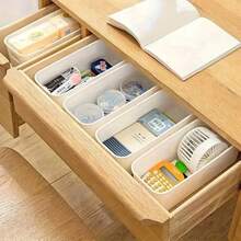 6/12 Cestini portaoggetti bianchi impilabili e portatili - Adatti per forniture per ufficio, accessori, cosmetici, calze, biancheria intima, ecc. Contenitori impilabili di stile e durevoli - Scatole portaoggetti salvaspazio, cestini, contenitori, prodotti per l'igiene personale multiuso