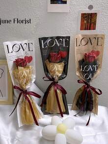 20/10/5 支玫瑰花束（不含灯饰），透明花束礼品袋，DIY 玫瑰花束，人造玫瑰，单支玫瑰包装袋，适用于情人节、婚礼、情人节礼品袋、DIY 玫瑰包装袋、母亲节、派对装饰、生日、聚会、婚礼、派对礼物和 DIY 花束配件。 - 彩色 - 查看 5