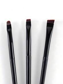 3pcs Makeup Brush Set, Including Angled Eyeliner Brush, Eyebrow Brush, Ultra-Thin Eyeshadow Brush,Foundation Brush,Concealer Brush,Blush Brush,Contour Brush,Blush Brush,Bronzer Brush,Powder Brush,Foundation Brush,Blush Brush - Black - View 3