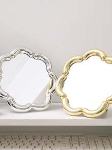 1pc Electroplated Flower Rose Makeup Mirror, Adjustable Tabletop Vanity Mirror For Students, Portable Folding Pocket Mirror For Travel,Cheap,Stocking Stuffers,Makeup,Makeup Tools,Cheap Stuff,Gifts,Gifts For Women,Christmas Gifts