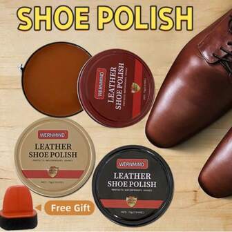 Three Colors Of Shoe Polish - 75g, With Sponge, Suitable For Leather Shoes And Boots, Deep Nourishment Of Leather, Brown, Black, Medium Color