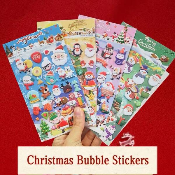 Pegatinas navideñas, pegatinas de espuma suave con patrones de dibujos animados para regalos y papelería, pegatinas 3D estereoscópicas de dibujos animados para niños, decoraciones con pegatinas