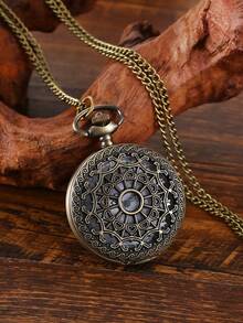 1 pieza Reloj de bolsillo vintage con tapa con números romanos de material de aleación, de estilo casual y de moda