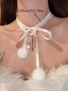 1 pezzo Collana con ciondolo a farfalla e fiocco di neve fatta a mano in tessuto, alla moda e unica, adatta per uso quotidiano, feste, Natale, regalo per le vacanze per le donne