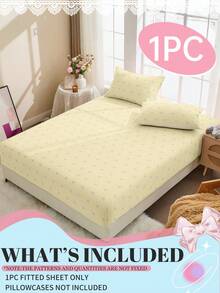 1pc Fitted Sheet, Bedding, Fitted Sheet, Fitted Sheet, Mattress Protector, Soft & Comfortable Mattress Cover, Home Decor, Yellow Plaid Bow Pattern Fitted Sheet, Without Pillowcase, Suitable For Twin, Full, Queen, King Bed, Bedding Gift, Warm Textile, Machine Washable Sofa Cover, Oeko-Tex - Multicolor - View 3