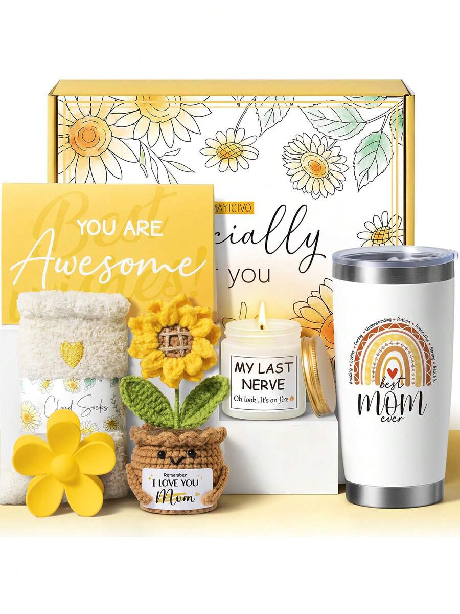 Unique Birthday Gifts For Mom From Daughter Son, Best Mom Easter Gifts Ideas For Women Mother-In-Law Mother's Day Gift Baskets For Mother, Sunflower New Mama Gift For Her Wife Women From Husband With 20oz Insulated Tumbler - Mom - 查看 1