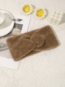 1pc Autumn/Winter Faux Fur Headband, Fashionable Minimalist Criss-Cross Hair Accessory For Women Elegant Scarf Warm Hair Bands Women Bandanas