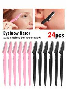 48/24/12/6/3/1 Pcs Multi-Color Eyebrow Trimmer & Shaver, Callus Remover, Body Hair Trimmer & Facial Eyebrow Razor Set With Long Handle Safety Blades And Precision Guards, Eyebrow Grooming Tool For Home Or Travel Use,Giveaways,Travel,Cheap Stuff,Travel Essential - Multicolor - View 2