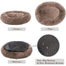Calming Dog Bed (S/M/L/XL) For Medium And Large Dogs, Comfortable Faux Fur Donut Cuddler Up To 15/30/50/90lbs - 卡其色 - 查看 4