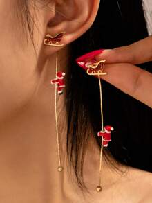 1 Pair Cute Versatile Cartoon Santa Claus & Christmas Tree Holiday Earrings - Multicolor - View 5