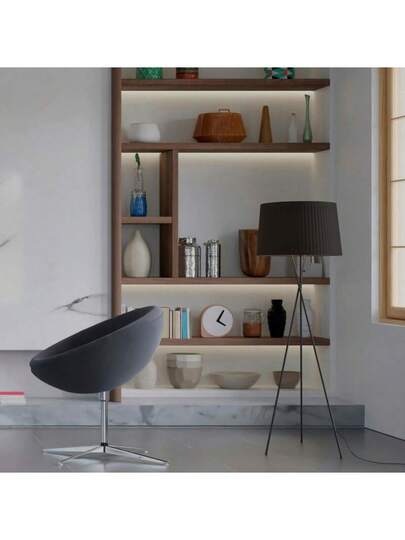 Alpinaluz London Tripod Vloer Lamp Moderne Nordic 60cm Round Zwart Textile Shade, E27, Height 168cm view 5