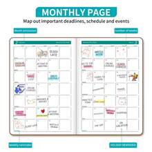 1本2026年自律计划本 - 320页，高品质仿皮封面，多色设计，月度及周计划布局，小巧便携，适合时间管理和目标追踪（成人），挑战自我
