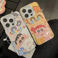 Crayon Shin-chan Nini Compatible con Funda de Teléfono Apple 15 Pro Max  14 Plata 13 Pareja 16 Plus Dura - Negro - Ver 1