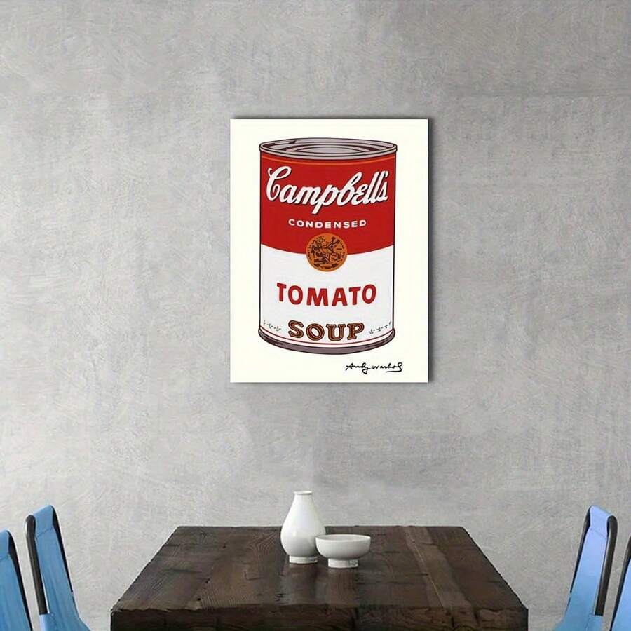 -Inspired Tomato Soup Can Wall Art - Unframed Pop Art Poster, Perfect For Contemporary Home Decor - Multicolor - View 1