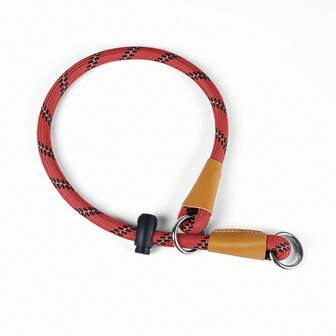 1 pieza Collar de perro reflectante de cuerda para entrenamiento, collar de cuerda redonda trenzada de nailon sin tirones con cierre rápido y tope ajustable para perros medianos y grandes