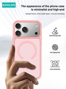 Koolife 1pc Apple 17Pro Skin-Friendly 2-In-1 Magnetic Phone Case, PC+TPU Matte Back Cover, Compatible With Apple 17ProMax/17/17Pro/17Air/14/14Pro/14ProMax/15/15Pro/15ProMax/16/16Pro/16ProMax/16e - Pink - View 6