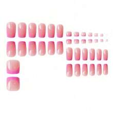 Square Hand And Foot Combination French Pink Stroke Wearing Armor Solid Color Nail Piece - Yzaso-1186 - View 3