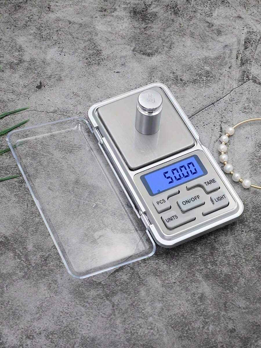1个500克/0.01克珠宝秤,迷你电子口袋秤,便携式黄金秤,电子厨房/食品秤,适用于茶叶、黄金和邮政物品称重,厨房配件,不含电池 - 銀色 - 查看 1