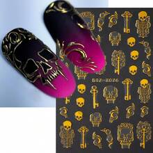 Pegatinas de Arte de Uñas de Otoño, Calcomanías de Calabaza de Otoño, Calcomanías de Uñas 3D Autoadhesivas, Diseño de Línea de Hoja de Calabaza, Suministros de Arte de Uñas para el Día de Acción de Gracias para Mujeres y Niñas, Decoraciones de Uñas, 6PCS - estilo6 - Ver 2