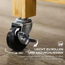 HOMCOM Kitchen Cart, Serving Cart With Drawer, Cabinet, Open Shelves, Towel Holder, Countertop, Bamboo, Natural On Site - 1 - View 8