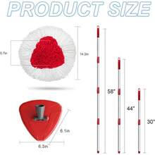 2 Pack Spin Mop O Cedar EasyWring 1, Chenille Mop Replace Refill With 30 - 58 In Handle And 1 Base, Multi - Surface Cleaning Floors, RVs - 2個拖把頭+1個手柄+1個底座 - 查看 8