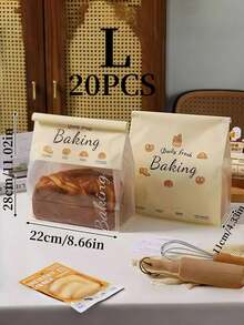 带窗口的小号/中号/大号可重复使用牛皮纸烘焙袋 - 可重复密封的塑料面包袋，适用于自制酸面包、百吉饼和糕点 - 透明窗口包装，金属夹封口设计，内容物可见窗口，耐用材质，食品零售包装 - 彩色 - 查看 15