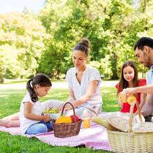 Wicker Picnic Basket With Handle Large Capacity Woven Basket Fruits Flowers Outdoor Activities - Wicker Storage Container - Coffee - View 4