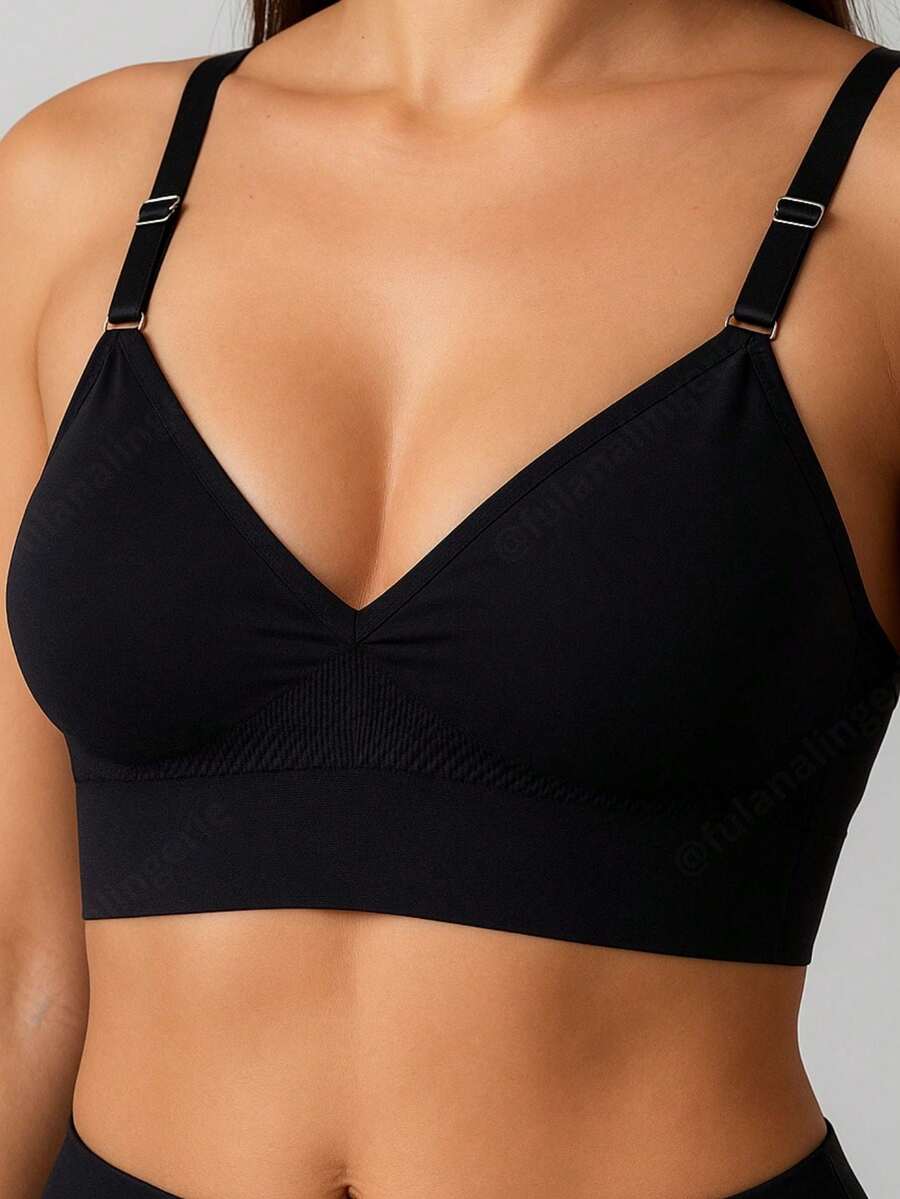 Basic Bra With Removable Pads And Adjustable Straps - Sutia Import - màu đen - Xem 1