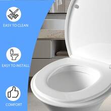 JAOSY O-förmige Toilettenschüssel, weiße Soft-Close-Toilette mit Schnellverschlussfunktion, robuster Toilettensitz mit verstellbaren Scharnieren aus Edelstahl, Standard-Toilettensitzabdeckung. - Weiss - Übersicht 6