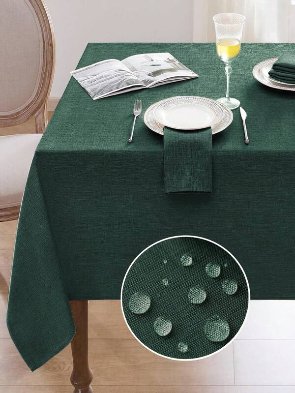 1 pezzo Tovaglia rettangolare in finto lino impermeabile, resistente sporco e agli strappi, in colore solido rustico, adatta per tavolo da pranzo, cucina, caffè, cena in casa, catering, patio, matrimonio, brunch, fattoria, tè pomeridiano, festa, buffet e altre occasioni