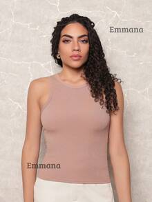 Kit 4 Women's Plain Ribbed Tank Top Basic Blouse Casual Sleeveless T-Shirt - 灰色\米色\綠色\關閉 - 查看 5