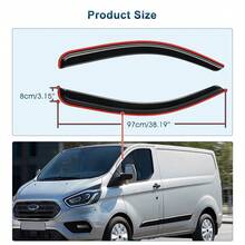 GEARZAAR TRANSIT CUSTOM WIND DEFLECTORS RAIN VISORS DARK TINTED 2012+ Set Of 2 - Default - View 7