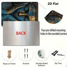 2D Flat - Vintage Buddha Metal Wall Art - 20.32x30.48 Cm Durable Iron Decor With Rustic Blue & Golden Design For Indoor/Outdoor Use In Living Room, Garden, Or Patio, Indoor Wall Decor | Vintage Wall Plaque | Weathered Finish, Zen Home Decor, Best For Christmas, Perfect For Thanksgiving