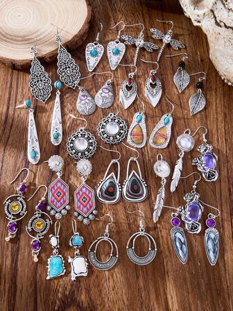 MONLOTTI Vintage örhängen i västerländsk turkos, runda, löv-, totem-, trollslände- och diverse andra vintageörhängen. Slumpmässiga stilar skickas som en överraskning, lämpliga för vardagsbruk av kvinnor. Present till kvinna, mina beställningar nyligen köpta