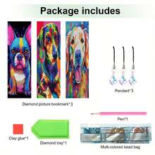 3pcs Diamond Painting Bookmarks With Peacock, Horse, Puppy, Fairy, Coffee Cup Patterns, Beverage Cup Patterns, Crystal Pendant Bookmarks, 5D Diamond Painting, Suitable For Beginners, Christmas Holiday Handmade Gift - Multicolor - View 10