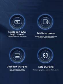 PHILIPS 4.8A Dual USB Port Car Charger With 2.4A Fast Charging, Universal Compatibility For All 12V-24V Vehicles, For Smartphones, Tablets, And GPS Devices