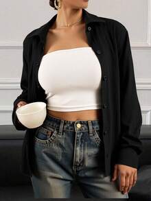 Livesso Women's Button-Up Casual Loose Comfortable Elegant Long Sleeve Blouse,Long Sleeve Tops,Fall Clothes - Black - View 4