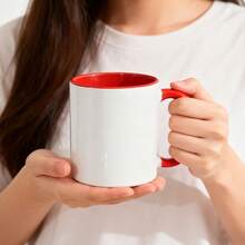 11oz Sublimation Mugs With Colored Handles & Interiors,Tazas Para Sublimar, Xmas Gifts Bulk Mugs For Custom Designs & Branding, 12 Pack Ceramic Sublimation Cups, Bulk Mugs For Coffee, Tea, Latte, Soup, Milk, Hot Cocoa, Red - 紅色 - 查看 6